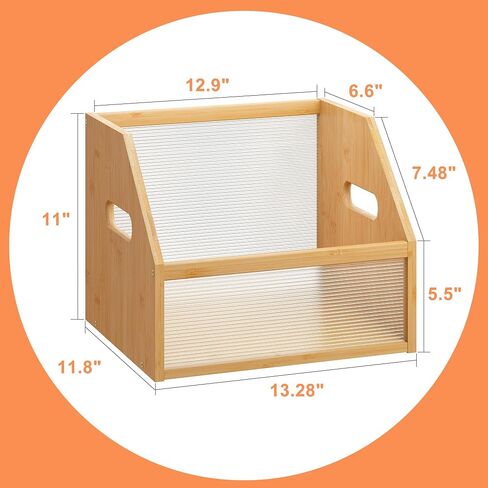 GHWIE Record Storage Holder Trapezoidal LP Record Storage ，Visible Record Holder Crate with Handle，Great for Storing Vinyl Records/Albums, Folders, Books, Toys and Clothes,Natural in Saudi Arabia