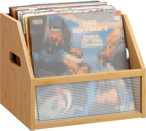 GHWIE Record Storage Holder Trapezoidal LP Record Storage ，Visible Record Holder Crate with Handle，Great for Storing Vinyl Records/Albums, Folders, Books, Toys and Clothes,Natural in Saudi Arabia