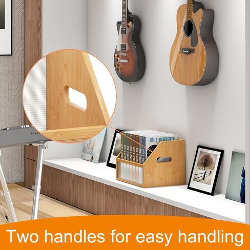 GHWIE Record Storage Holder Trapezoidal LP Record Storage ，Visible Record Holder Crate with Handle，Great for Storing Vinyl Records/Albums, Folders, Books, Toys and Clothes,Natural in Saudi Arabia