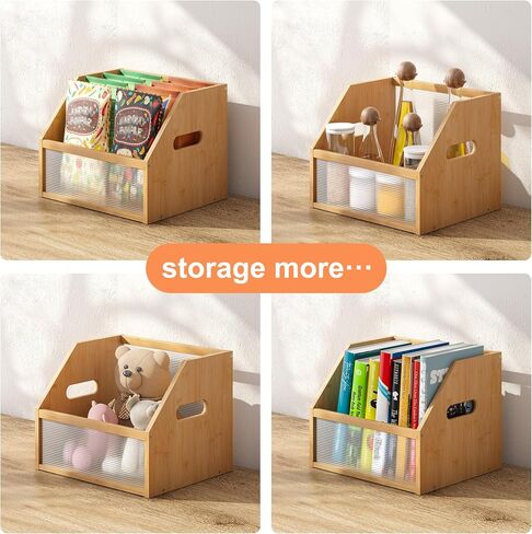 GHWIE Record Storage Holder Trapezoidal LP Record Storage ，Visible Record Holder Crate with Handle，Great for Storing Vinyl Records/Albums, Folders, Books, Toys and Clothes,Natural in Saudi Arabia