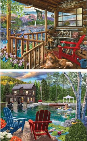 Bits and Pieces – 4-in-1 Multi-Pack - 300 Piece Jigsaw Puzzles for Adults – Large pc Puzzle Set Bundle by Bigelow Illustrations -16"x20" (41cmx51cm) in Saudi Arabia