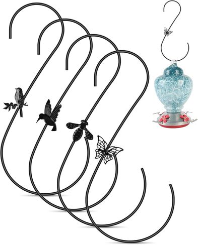 PACETAP Bird Feeders Hanger 12-Inch, 2PCS Metal Hummingbird Feeder Hook, Heavy Duty Plant Hangers Outdoor for Hanging Plants, Bird Feeder, Wind Chimes, Christmas Ornaments and More (Black) in Saudi Arabia