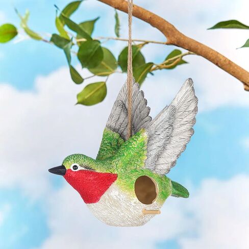 BAYN Bird House for Outside, Hanging Handcrafted Hammock Gnome Resin Outdoor birdhouses Humming Bird, Bluebird, Wren, Camper Hanging Houses nest cage in Saudi Arabia