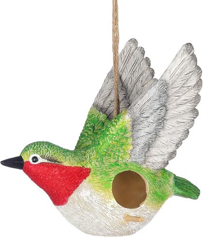 BAYN Bird House for Outside, Hanging Handcrafted Hammock Gnome Resin Outdoor birdhouses Humming Bird, Bluebird, Wren, Camper Hanging Houses nest cage in Saudi Arabia