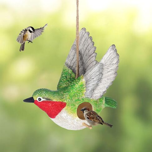 BAYN Bird House for Outside, Hanging Handcrafted Hammock Gnome Resin Outdoor birdhouses Humming Bird, Bluebird, Wren, Camper Hanging Houses nest cage in Saudi Arabia