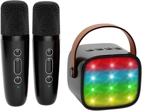 Kids Karaoke Machine, Kids Toys Birthday Gift for Girls, Mini Portable Bluetooth Speaker with 2 Wireless Microphone for Girl 5,6,7,8,10+Year Old(Pink) in Saudi Arabia