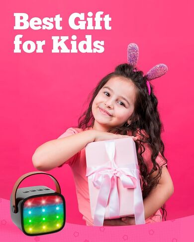 Kids Karaoke Machine, Kids Toys Birthday Gift for Girls, Mini Portable Bluetooth Speaker with 2 Wireless Microphone for Girl 5,6,7,8,10+Year Old(Pink) in Saudi Arabia