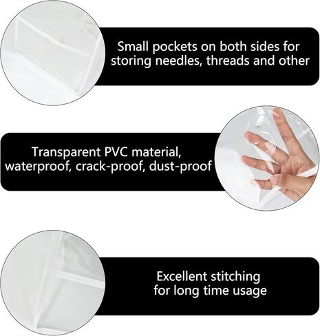 Klmnop Sewing Machine Cover with Pockets, Waterproof Clear Sewing Machine Dust Cover, Protective Cover for Most Standard Sewing Machine(Clear) in Kuwait
