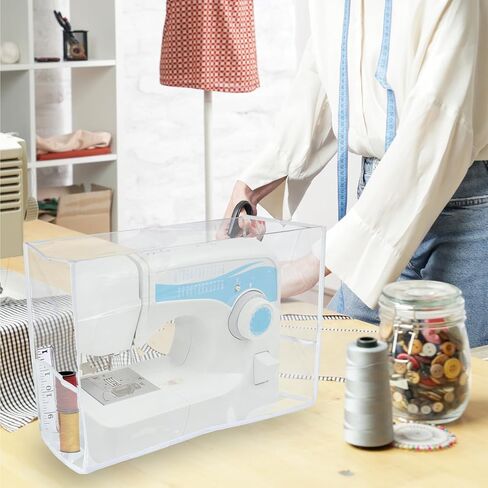 Klmnop Sewing Machine Cover with Pockets, Waterproof Clear Sewing Machine Dust Cover, Protective Cover for Most Standard Sewing Machine(Clear) in Kuwait