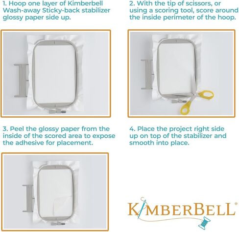 مثبت Kimberbell Wash Away - مثبت الغسيل للتطريز، مثبت خلفي لزج للتطريز الآلي، مثبت قابل للذوبان في الماء للتطريز، لفة يارد 20 بوصة × 5 بوصة، بدون بقايا in Kuwait