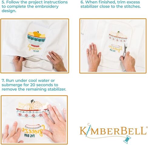 مثبت Kimberbell Wash Away - مثبت الغسيل للتطريز، مثبت خلفي لزج للتطريز الآلي، مثبت قابل للذوبان في الماء للتطريز، لفة يارد 20 بوصة × 5 بوصة، بدون بقايا in Kuwait