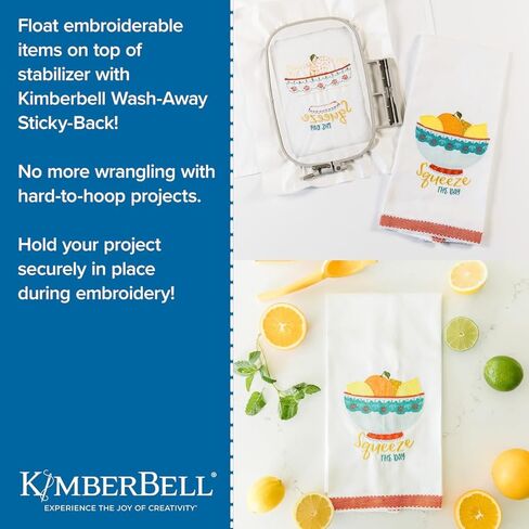 مثبت Kimberbell Wash Away - مثبت الغسيل للتطريز، مثبت خلفي لزج للتطريز الآلي، مثبت قابل للذوبان في الماء للتطريز، لفة يارد 20 بوصة × 5 بوصة، بدون بقايا in Kuwait