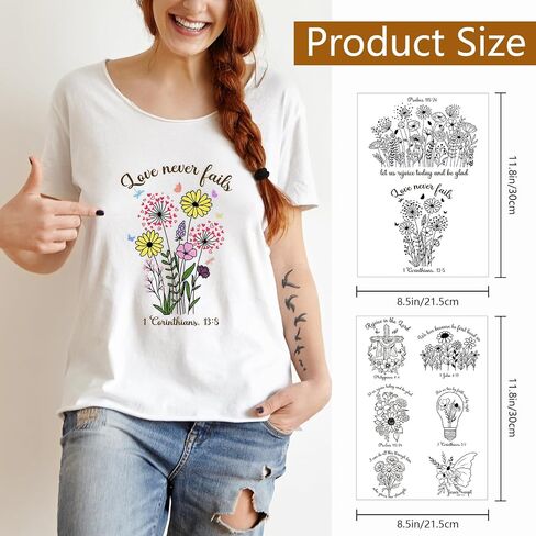 Rngmsi Water Soluble Embroidery Patterns - 4 Sheets Bible Flower Designs Stick and Stitch Embroidery Paper Wash Away 16 Pcs Christian Embroidery Transfer Patterns Stabilizers for Hand Sewing in Kuwait