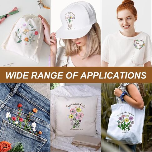 Rngmsi Water Soluble Embroidery Patterns - 4 Sheets Bible Flower Designs Stick and Stitch Embroidery Paper Wash Away 16 Pcs Christian Embroidery Transfer Patterns Stabilizers for Hand Sewing in Kuwait
