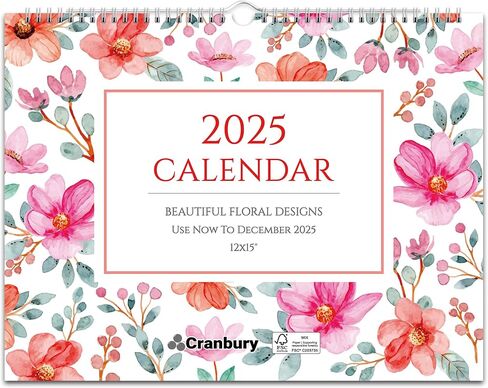 CRANBURY Large 12x15 Wall Calendar 2026, Use Nov 2025 to Dec 2026, Big 12 x 15 Hanging Wall Calendar, Gorgeous Monthly Floral Designs, Includes Planning Stickers in Saudi Arabia