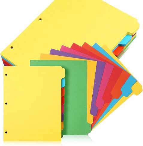 Harloon 240 Pcs 30 Sets 3 Ring Binder Dividers with 8 Tab 8.5 x 11 Inch Blank Binder Dividers 3 Hole Punch Dividers Sets 230 GSM Heavyweight Paper Binder for School Office Home Class (Colorful) in Saudi Arabia