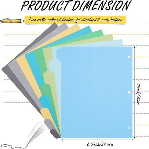 Harloon 240 Pcs 30 Sets 3 Ring Binder Dividers with 8 Tab 8.5 x 11 Inch Blank Binder Dividers 3 Hole Punch Dividers Sets 230 GSM Heavyweight Paper Binder for School Office Home Class (Colorful) in Saudi Arabia
