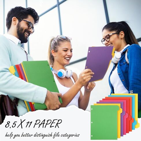 Harloon 240 Pcs 30 Sets 3 Ring Binder Dividers with 8 Tab 8.5 x 11 Inch Blank Binder Dividers 3 Hole Punch Dividers Sets 230 GSM Heavyweight Paper Binder for School Office Home Class (Colorful) in Saudi Arabia