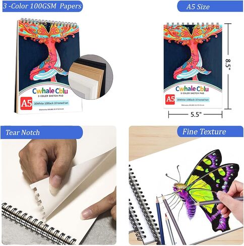 77 Pack Drawing Set Art Supplies,Drawing Supplies with 3-Color Sketch Book, Colored, Graphite, Charcoal, Watercolor&Metallic Pencil, Art Set For Girls Boys Kids Teen ages Beginner in Saudi Arabia