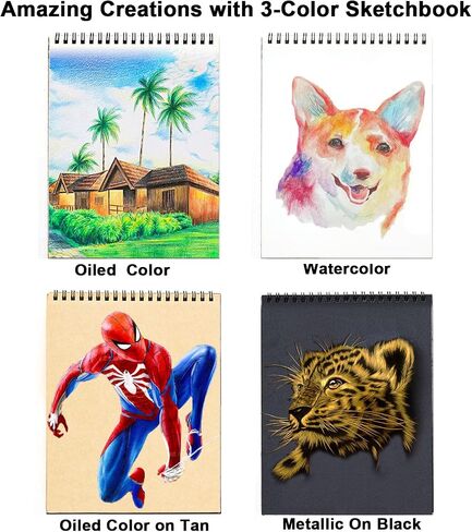 77 Pack Drawing Set Art Supplies,Drawing Supplies with 3-Color Sketch Book, Colored, Graphite, Charcoal, Watercolor&Metallic Pencil, Art Set For Girls Boys Kids Teen ages Beginner in Saudi Arabia