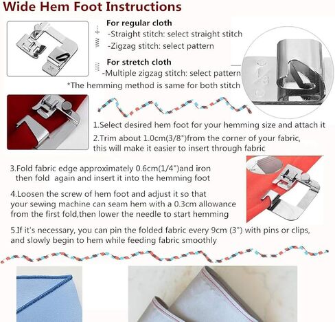 Windman 3 Sizes Wide Rolled Hem Pressure Foot Sewing Machine Presser Foot Hemmer Foot Set 1/2 Inch, 3/4 Inch, 1 Inch Low Shank Sewing Machine Presser Foot for Brother Singer in Kuwait