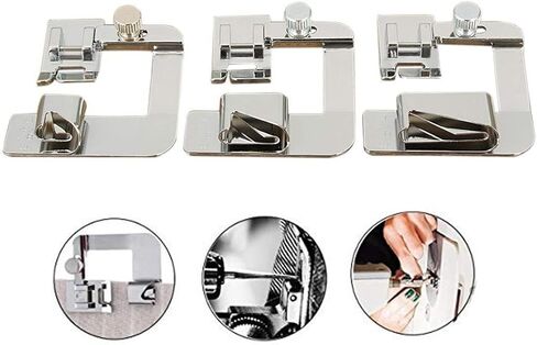 Windman 3 Sizes Wide Rolled Hem Pressure Foot Sewing Machine Presser Foot Hemmer Foot Set 1/2 Inch, 3/4 Inch, 1 Inch Low Shank Sewing Machine Presser Foot for Brother Singer in Kuwait