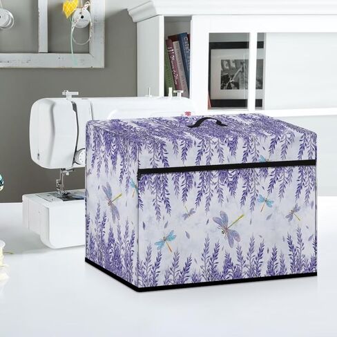 أغطية حماية بديلة لآلة الخياطة ZDCUSTOM Lavender Dragonfly، غطاء غبار لآلة الخياطة مع جيب تخزين أمامي in Kuwait