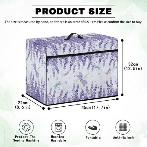 أغطية حماية بديلة لآلة الخياطة ZDCUSTOM Lavender Dragonfly، غطاء غبار لآلة الخياطة مع جيب تخزين أمامي in Kuwait