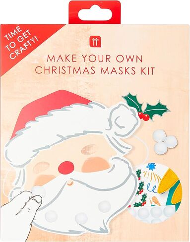 مجموعة أدوات صنع أقنعة عيد الميلاد من Talking Tables للأطفال - عبوة من 6 قطع مع سانتا ورنة ورجل الثلج | لوازم فنية للأطفال، أنشطة عيد الميلاد الممتعة، هدية إبداعية، مقاس واحد، أحمر in Kuwait