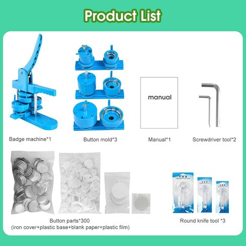 Button Maker Machine Multiple Sizes,1+1.25+2.25 Inch 3-in-1 Pin Button Press Machine- 330PCS Button Parts Pin Making Kit for Kids, DIY Button Maker Pin Button Machine in Saudi Arabia
