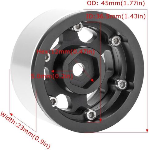 4PCS 1.55 inch Metal Beadlock Wheels Rim Hub RC Aluminum Alloy Wheel Replacement for 1:10 RC Rock Crawler Car for Axial 90069 D90 TF2 Tamiya CC01 MST JIMNY Parts (Black Orange) in Kuwait