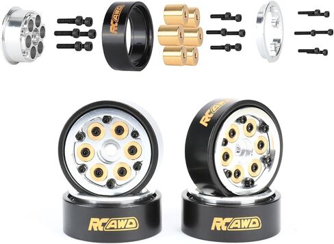RCAWD 1.0'' 6pcs Brass Block Adjustable Weight Beadlock 7mm Hex Wheels Rims for 1/24 1/18 RC Crawler SCX24 AX24 FCX24 FCX18 HobbyPlus CR18P FMS 1:24 1:18 36.2g*4pcs Cyberwheelz Black in Saudi Arabia
