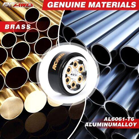 RCAWD 1.0'' 6pcs Brass Block Adjustable Weight Beadlock 7mm Hex Wheels Rims for 1/24 1/18 RC Crawler SCX24 AX24 FCX24 FCX18 HobbyPlus CR18P FMS 1:24 1:18 36.2g*4pcs Cyberwheelz Black in Saudi Arabia