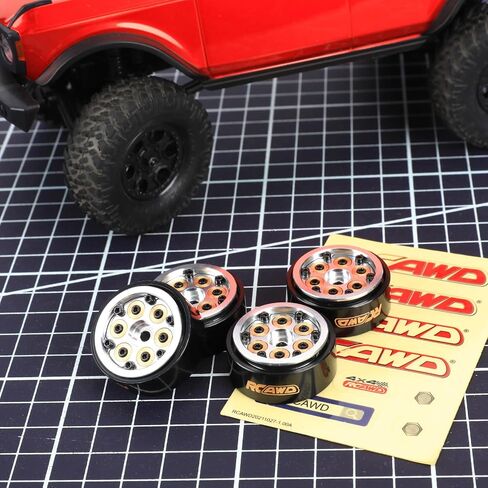 RCAWD 1.0'' 6pcs Brass Block Adjustable Weight Beadlock 7mm Hex Wheels Rims for 1/24 1/18 RC Crawler SCX24 AX24 FCX24 FCX18 HobbyPlus CR18P FMS 1:24 1:18 36.2g*4pcs Cyberwheelz Black in Saudi Arabia
