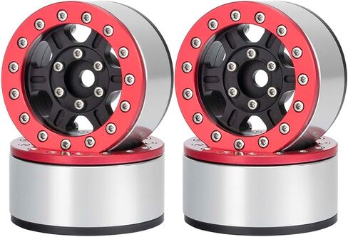 4PCS 1.55 inch Metal Beadlock Wheels Rim Hub RC Aluminum Alloy Wheel Replacement for 1:10 RC Rock Crawler Car for Axial 90069 D90 TF2 Tamiya CC01 MST JIMNY Parts (Black Orange) in Kuwait