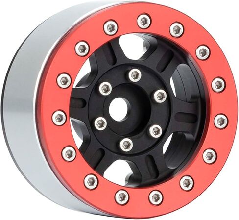 4PCS 1.55 inch Metal Beadlock Wheels Rim Hub RC Aluminum Alloy Wheel Replacement for 1:10 RC Rock Crawler Car for Axial 90069 D90 TF2 Tamiya CC01 MST JIMNY Parts (Black Orange) in Kuwait