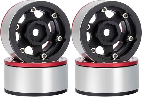 4PCS 1.55 inch Metal Beadlock Wheels Rim Hub RC Aluminum Alloy Wheel Replacement for 1:10 RC Rock Crawler Car for Axial 90069 D90 TF2 Tamiya CC01 MST JIMNY Parts (Black Orange) in Kuwait