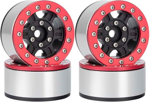 4PCS 1.55 inch Metal Beadlock Wheels Rim Hub RC Aluminum Alloy Wheel Replacement for 1:10 RC Rock Crawler Car for Axial 90069 D90 TF2 Tamiya CC01 MST JIMNY Parts (Black Orange) in Kuwait