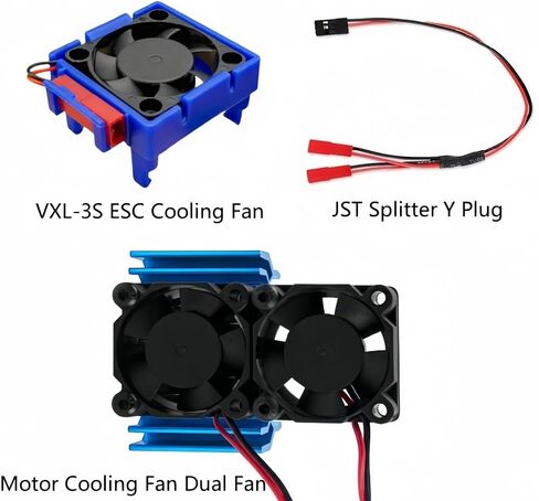 مجموعة مروحة تبريد VXL-3s ESC ومروحة تبريد محرك مزدوجة، متوافقة مع 1/10 Traxxas Slash 4×4 VXL Rustler 4X4 Stampede 4X4 Hoss 4×4 Velineon VXL-3s، أسود in Kuwait