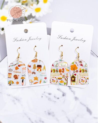 Puocaon Autumn Clay Transfer Paper - Happy Fall Polymer Clay Transfer Paper, Harvest Season Pumpkin Polymer Clay Transfer Sheets for Earrings, Autumn Clay Transfer Sheets for Polymer Clay Jewelry in Saudi Arabia