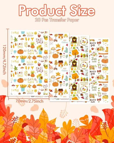 Puocaon Autumn Clay Transfer Paper - Happy Fall Polymer Clay Transfer Paper, Harvest Season Pumpkin Polymer Clay Transfer Sheets for Earrings, Autumn Clay Transfer Sheets for Polymer Clay Jewelry in Saudi Arabia