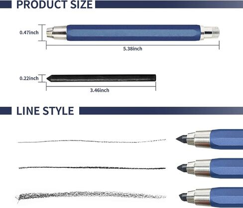 2.0mm Mechanical Pencil Lead Holder with Clip 2.0mm Pencil Metal Mechanical Clutch with Built-in Sharpener Automatic Graphite Lead Pencil for Construction, Draft Drawing, Art Sketching 2PCS in Saudi Arabia