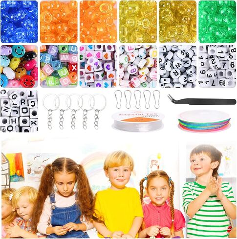VICOVI 4390Pcs Pony Beads Kit for Bracelet Jewelry Making, Include 2700 Rainbow Kandi Beads, 1640 Letter Beads, 40 Smile Beads, for Kids DIY Craft Bracelets Jewelry Making in Saudi Arabia