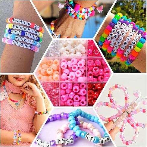 VICOVI 4390Pcs Pony Beads Kit for Bracelet Jewelry Making, Include 2700 Rainbow Kandi Beads, 1640 Letter Beads, 40 Smile Beads, for Kids DIY Craft Bracelets Jewelry Making in Saudi Arabia