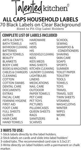 Talented Kitchen 8 Piece Metal Basket Labels Clip On Holders with 40 Labels for Kitchen Storage, White Label Clips for Storage Bins in Saudi Arabia