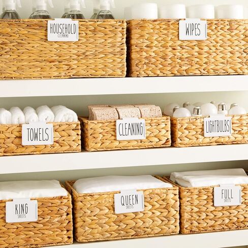 Talented Kitchen 8 Piece Metal Basket Labels Clip On Holders with 40 Labels for Kitchen Storage, White Label Clips for Storage Bins in Kuwait