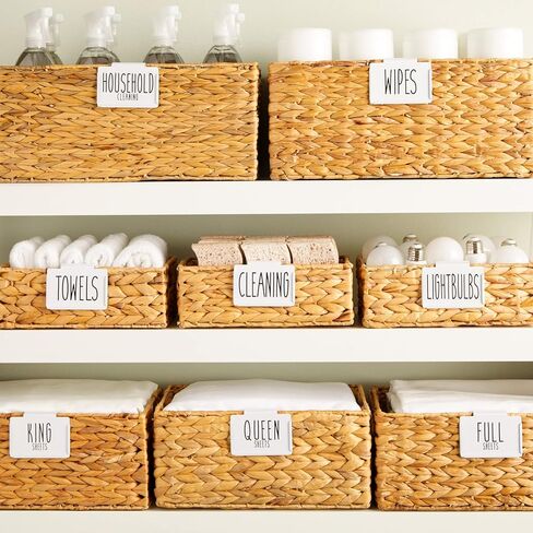 Talented Kitchen 8 Piece Metal Basket Labels Clip On Holders with 40 Labels for Kitchen Storage, White Label Clips for Storage Bins in Kuwait