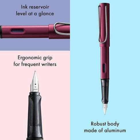 LAMY AL-star black purple - Fountain Pen with ergonomic grip & polished steel nib in size F - lightweight aluminum body - including LAMY T 10 blue cartridge - Right-Handed in Saudi Arabia