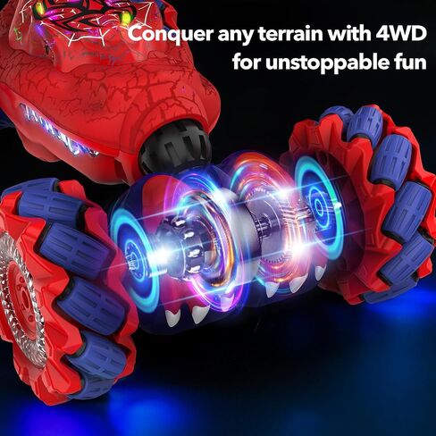Remote Control Car, Gesture Sensing RC Stunt Car Toys for 6-12 Year Old Kids, New Upgraded Car 2.4Ghz Double-Sided 360° Rotating 4WD Rc Drift Truck for Boys Girls Birthday Gift in Saudi Arabia