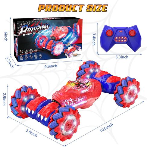 Remote Control Car, Gesture Sensing RC Stunt Car Toys for 6-12 Year Old Kids, New Upgraded Car 2.4Ghz Double-Sided 360° Rotating 4WD Rc Drift Truck for Boys Girls Birthday Gift in Saudi Arabia